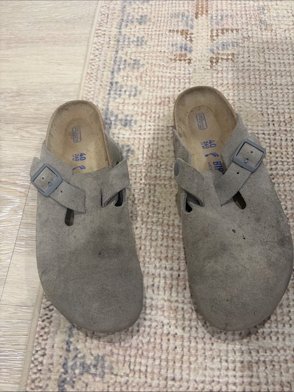 Birkenstock Suede Clogs in Taupe